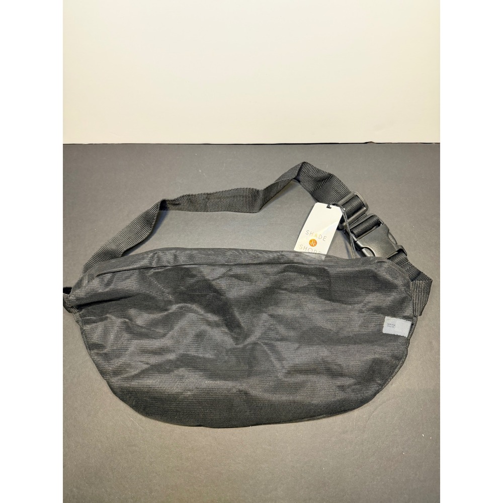 New Shade & Shore Black Mesh Crossbody Fanny Pack Adjustable Waist Bag